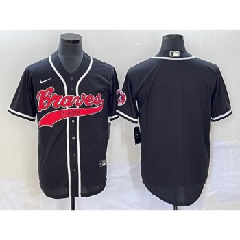 Men's Atlanta Braves Blank Black Cool Base With Patch Stitched Baseball Jersey Men's Atlanta Braves Blank Black Cool Base With Patch Stitched Baseball Jersey