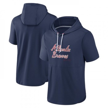 Men's Atlanta Braves Navy Sideline Training Hooded Performance T-Shirt Men's Atlanta Braves Navy Sideline Training Hooded Performance T-Shirt