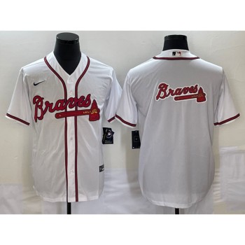 Men's Atlanta Braves White Team Big Logo Cool Base Stitched Baseball Jersey Men's Atlanta Braves White Team Big Logo Cool Base Stitched Baseball Jersey
