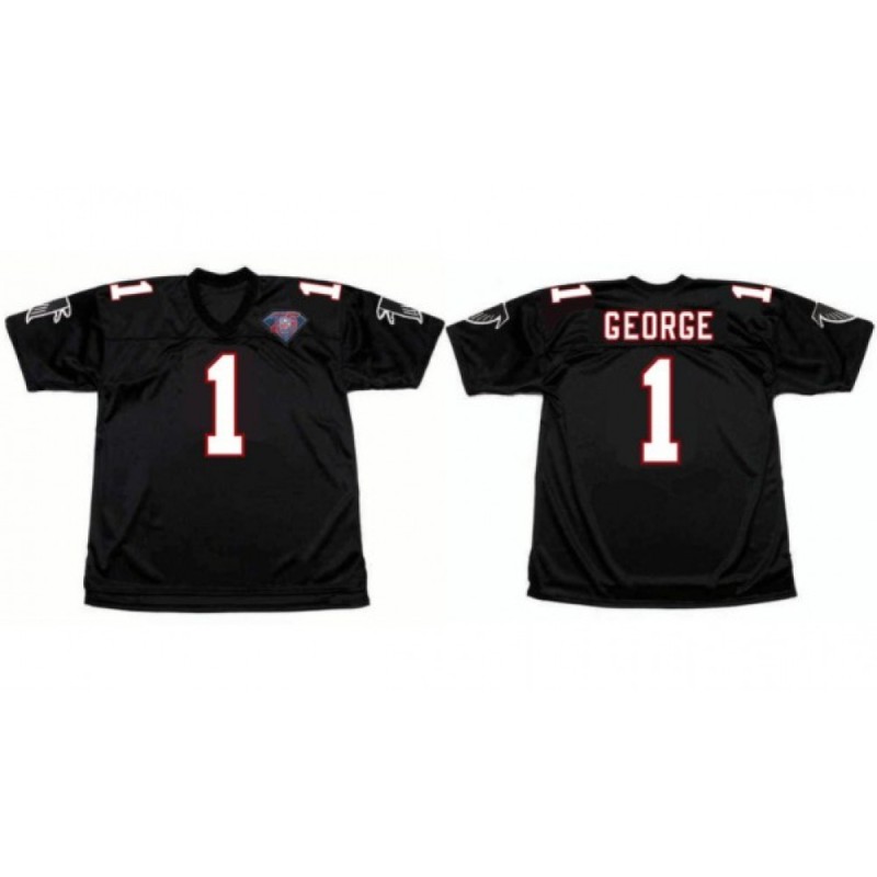Men's Atlanta Falcons #1 Jeff George Black 1994 Home Throwback Stitched Football Jersey