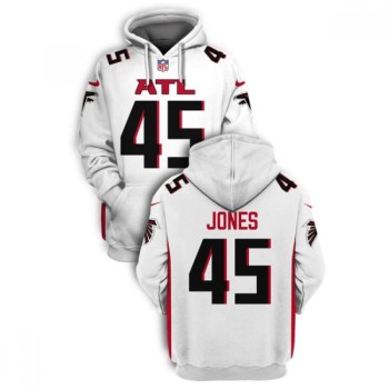 Men's Atlanta Falcons #45 Deion Jones 2021 White Pullover Hoodie Men's Atlanta Falcons #45 Deion Jones 2021 White Pullover Hoodie