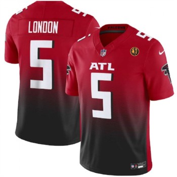 Men's Atlanta Falcons #5 Drake London Red/Black 2023 F.U.S.E. With John Madden Patch Vapor Limited Stitched Football Jersey Men's Atlanta Falcons #5 Drake London Red/Black 2023 F.U.S.E. With John Madden Patch Vapor Limited Stitched Football Jersey