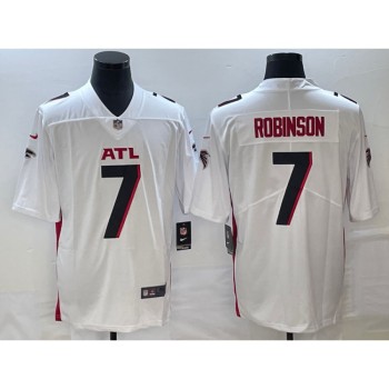 Men's Atlanta Falcons #7 Bijan Robinson White 2023 Draft Vapor Untouchable Limited Stitched Football Jersey Men's Atlanta Falcons #7 Bijan Robinson White 2023 Draft Vapor Untouchable Limited Stitched Football Jersey