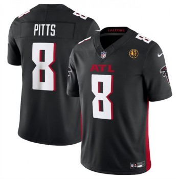 Men's Atlanta Falcons #8 Kyle Pitts Black 2023 F.U.S.E. With John Madden Patch Vapor Limited Stitched Football Jersey Men's Atlanta Falcons #8 Kyle Pitts Black 2023 F.U.S.E. With John Madden Patch Vapor Limited Stitched Football Jersey