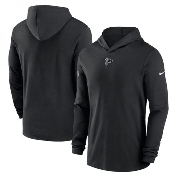 Men's Atlanta Falcons Black Sideline Performance Long Sleeve Hoodie T-Shirt Men's Atlanta Falcons Black Sideline Performance Long Sleeve Hoodie T-Shirt