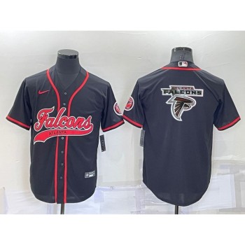Men's Atlanta Falcons Black Team Big Logo With Patch Cool Base Stitched Baseball Jersey Men's Atlanta Falcons Black Team Big Logo With Patch Cool Base Stitched Baseball Jersey