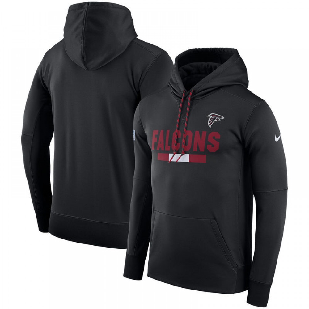Men's Atlanta Falcons Black Sideline Team Name Performance Pullover Hoodie