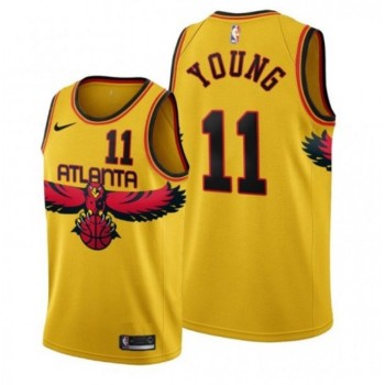 Men's Atlanta Hawks #11 Trae Young 2021/22 Yellow City Edition Stitched Jersey Men's Atlanta Hawks #11 Trae Young 2021/22 Yellow City Edition Stitched Jersey