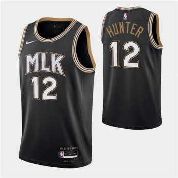 Men's Atlanta Hawks #12 De'andre Hunter 2020-21 Black City Edition Stitched Jersey Men's Atlanta Hawks #12 De'andre Hunter 2020-21 Black City Edition Stitched Jersey