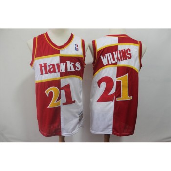 Men's Atlanta Hawks #21 Dominique Wilkins Red White 1987/88 Hardwood Classics Stitched NBA Jersey Men's Atlanta Hawks #21 Dominique Wilkins Red White 1987/88 Hardwood Classics Stitched NBA Jersey