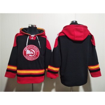 Men's Atlanta Hawks Blank Black/Red Lace-Up Pullover Hoodie Men's Atlanta Hawks Blank Black/Red Lace-Up Pullover Hoodie