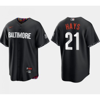 Men's Baltimore Orioles #21 Austin Hays Black 2023 City Connect Cool Base Stitched Baseball Jersey Men's Baltimore Orioles #21 Austin Hays Black 2023 City Connect Cool Base Stitched Baseball Jersey