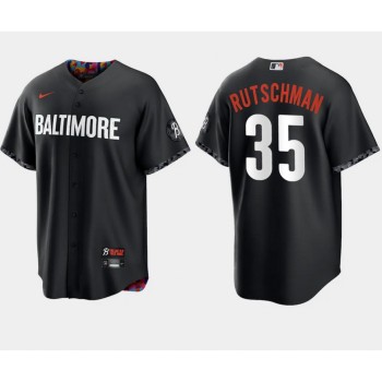 Men's Baltimore Orioles #35 Adley Rutschman Black 2023 City Connect Cool Base Stitched Baseball Jersey Men's Baltimore Orioles #35 Adley Rutschman Black 2023 City Connect Cool Base Stitched Baseball Jersey