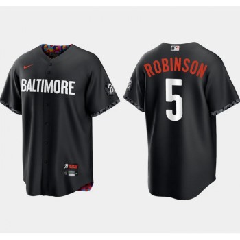 Men's Baltimore Orioles #5 Brooks Robinson Black 2023 City Connect Cool Base Stitched Baseball Jersey Men's Baltimore Orioles #5 Brooks Robinson Black 2023 City Connect Cool Base Stitched Baseball Jersey
