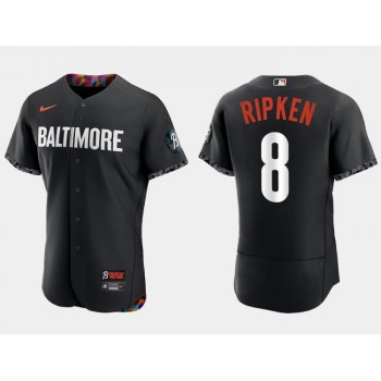 Men's Baltimore Orioles #8 Cal Ripken Jr. Black 2023 City Connect Flex Base Stitched Baseball Jersey Men's Baltimore Orioles #8 Cal Ripken Jr. Black 2023 City Connect Flex Base Stitched Baseball Jersey