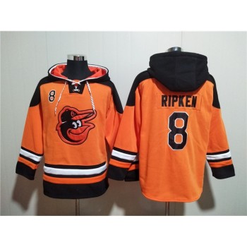 Men's Baltimore Orioles #8 Cal Ripken Jr. Orange Ageless Must-Have Lace-Up Pullover Hoodie Men's Baltimore Orioles #8 Cal Ripken Jr. Orange Ageless Must-Have Lace-Up Pullover Hoodie