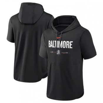 Men's Baltimore Orioles Black 2023 City Connect Short Sleeve Pullover Hoodie Men's Baltimore Orioles Black 2023 City Connect Short Sleeve Pullover Hoodie