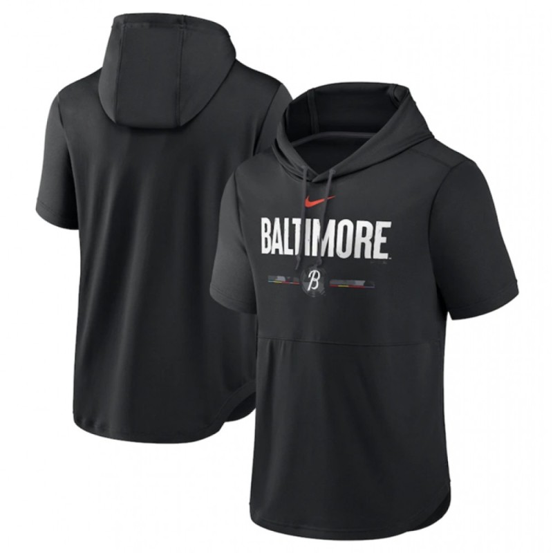 Men's Baltimore Orioles Black 2023 City Connect Short Sleeve Pullover Hoodie Men's Baltimore Orioles Black 2023 City Connect Short Sleeve Pullover Hoodie