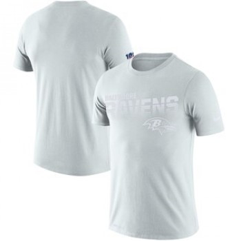 Men's Baltimore Ravens 100th Sideline Legend Performance White T-Shirt Men's Baltimore Ravens 100th Sideline Legend Performance White T-Shirt