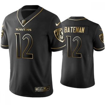 Men's Baltimore Ravens #12 Rashod Bateman Black Golden Edition Limited Stitched Football Jersey Men's Baltimore Ravens #12 Rashod Bateman Black Golden Edition Limited Stitched Football Jersey