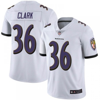 Men's Baltimore Ravens #36 Chuck Clark White Vapor Untouchable Limited Jersey Men's Baltimore Ravens #36 Chuck Clark White Vapor Untouchable Limited Jersey