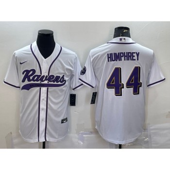 Men's Baltimore Ravens #44 Marlon Humphrey White With Patch Cool Base Stitched Baseball Jersey Men's Baltimore Ravens #44 Marlon Humphrey White With Patch Cool Base Stitched Baseball Jersey