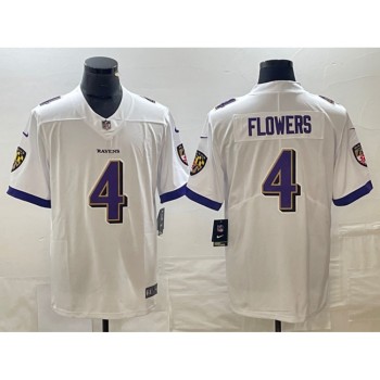 Men's Baltimore Ravens #4 Zay Flowers White Vapor Untouchable Football Jersey Men's Baltimore Ravens #4 Zay Flowers White Vapor Untouchable Football Jersey