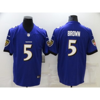 Men's Baltimore Ravens #5 Marquise Brown Purple Stitched Football Jersey Men's Baltimore Ravens #5 Marquise Brown Purple Stitched Football Jersey