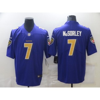 Men's Baltimore Ravens #7 Trace McSorley Purple Color Rush Limited Jersey Men's Baltimore Ravens #7 Trace McSorley Purple Color Rush Limited Jersey