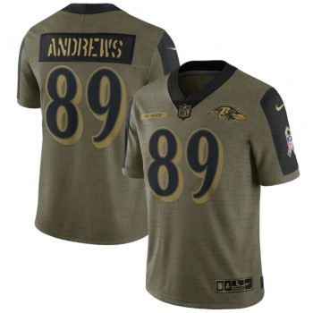 Men's Baltimore Ravens #89 Mark Andrews 2021 Olive Salute To Service Limited Stitched Jersey Men's Baltimore Ravens #89 Mark Andrews 2021 Olive Salute To Service Limited Stitched Jersey