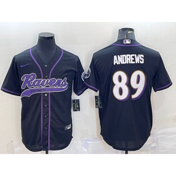 Men's Baltimore Ravens #89 Mark Andrews Black With Patch Cool Base Stitched Baseball Jersey Men's Baltimore Ravens #89 Mark Andrews Black With Patch Cool Base Stitched Baseball Jersey