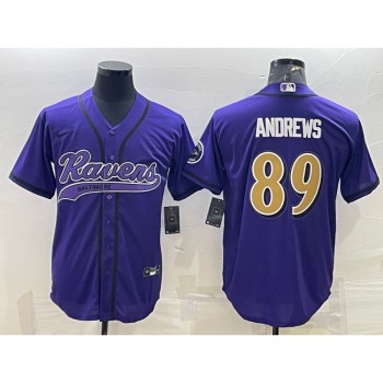 Men's Baltimore Ravens #89 Mark Andrews Purple Gold With Patch Cool Base Stitched Baseball Jersey Men's Baltimore Ravens #89 Mark Andrews Purple Gold With Patch Cool Base Stitched Baseball Jersey