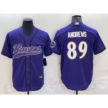 Men's Baltimore Ravens #89 Mark Andrews Purple With Patch Cool Base Stitched Baseball Jersey Men's Baltimore Ravens #89 Mark Andrews Purple With Patch Cool Base Stitched Baseball Jersey