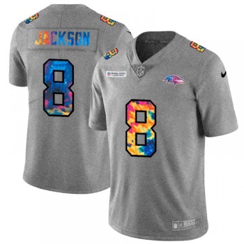 Men's Baltimore Ravens #8 Lamar Jackson 2020 Grey Crucial Catch Limited Stitched Jersey Men's Baltimore Ravens #8 Lamar Jackson 2020 Grey Crucial Catch Limited Stitched Jersey