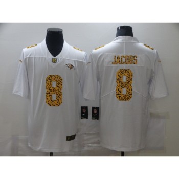 Men's Baltimore Ravens #8 Lamar Jackson 2020 White Leopard Print Fashion Limited Stitched Jersey Men's Baltimore Ravens #8 Lamar Jackson 2020 White Leopard Print Fashion Limited Stitched Jersey