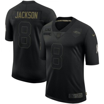 Men's Baltimore Ravens #8 Lamar Jackson Black 2020 Salute To Service Limited Stitched Jersey Men's Baltimore Ravens #8 Lamar Jackson Black 2020 Salute To Service Limited Stitched Jersey