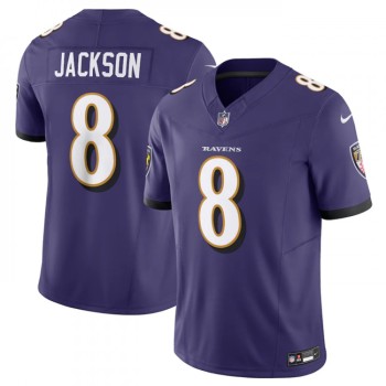 Men's Baltimore Ravens #8 Lamar Jackson Purple 2023 F.U.S.E Vapor Jersey Men's Baltimore Ravens #8 Lamar Jackson Purple 2023 F.U.S.E Vapor Jersey