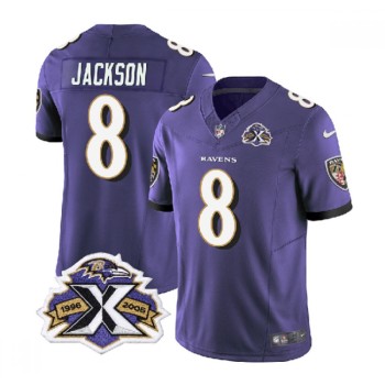 Men's Baltimore Ravens #8 Lamar Jackson Purple 2023 F.U.S.E With Patch Throwback Vapor Limited Jersey Men's Baltimore Ravens #8 Lamar Jackson Purple 2023 F.U.S.E With Patch Throwback Vapor Limited Jersey