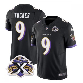 Men's Baltimore Ravens #9 Justin Tucker Black 2023 F.U.S.E With Patch Throwback Vapor Limited Jersey Men's Baltimore Ravens #9 Justin Tucker Black 2023 F.U.S.E With Patch Throwback Vapor Limited Jersey