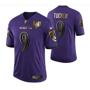 Men's Baltimore Ravens #9 Justin Tucker Purple Golden Limited Stitched Jersey Men's Baltimore Ravens #9 Justin Tucker Purple Golden Limited Stitched Jersey