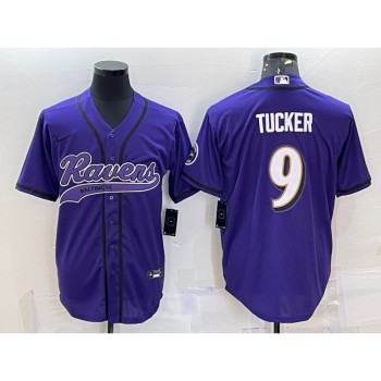 Men's Baltimore Ravens #9 Justin Tucker Purple With Patch Cool Base Stitched Baseball Jersey Men's Baltimore Ravens #9 Justin Tucker Purple With Patch Cool Base Stitched Baseball Jersey