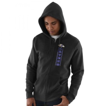 Men's Baltimore Ravens Black Hook and Ladder Full-Zip NFL Hoodie Men's Baltimore Ravens Black Hook and Ladder Full-Zip NFL Hoodie