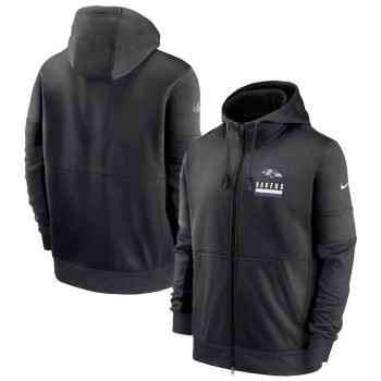 Men's Baltimore Ravens Black Sideline Impact Lockup Performance Full-Zip Hoodie Men's Baltimore Ravens Black Sideline Impact Lockup Performance Full-Zip Hoodie