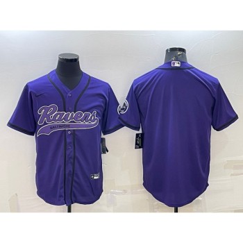 Men's Baltimore Ravens Blank Purple With Patch Cool Base Stitched Baseball Jersey Men's Baltimore Ravens Blank Purple With Patch Cool Base Stitched Baseball Jersey