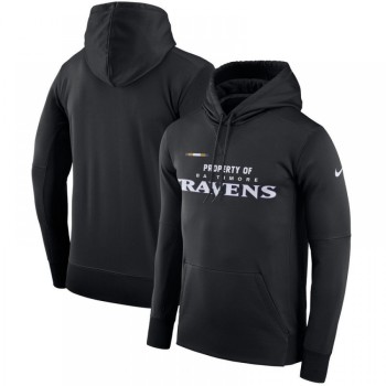 Men's Baltimore Ravens Black Sideline Property Of Performance Pullover Hoodie Men's Baltimore Ravens Black Sideline Property Of Performance Pullover Hoodie