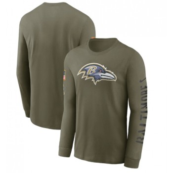 Men's Baltimore Ravens Olive 2022 Salute to Service Long Sleeve T-Shirt Men's Baltimore Ravens Olive 2022 Salute to Service Long Sleeve T-Shirt