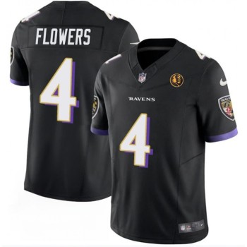 Men's Baltimore Ravens #4 Zay Flowers Black 2023 F.U.S.E. With John Madden Patch Vapor Limited Football Jersey Men's Baltimore Ravens #4 Zay Flowers Black 2023 F.U.S.E. With John Madden Patch Vapor Limited Football Jersey