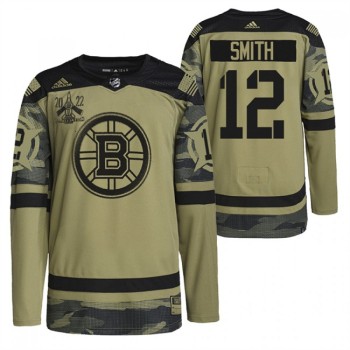 Men's Boston Bruins #12 Craig Smith 2022 Camo Military Appreciation Night Stitched Jersey Men's Boston Bruins #12 Craig Smith 2022 Camo Military Appreciation Night Stitched Jersey