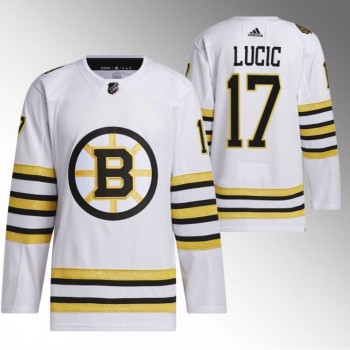 Men's Boston Bruins #17 Milan Lucic White 100th Anniversary Stitched Jersey Men's Boston Bruins #17 Milan Lucic White 100th Anniversary Stitched Jersey
