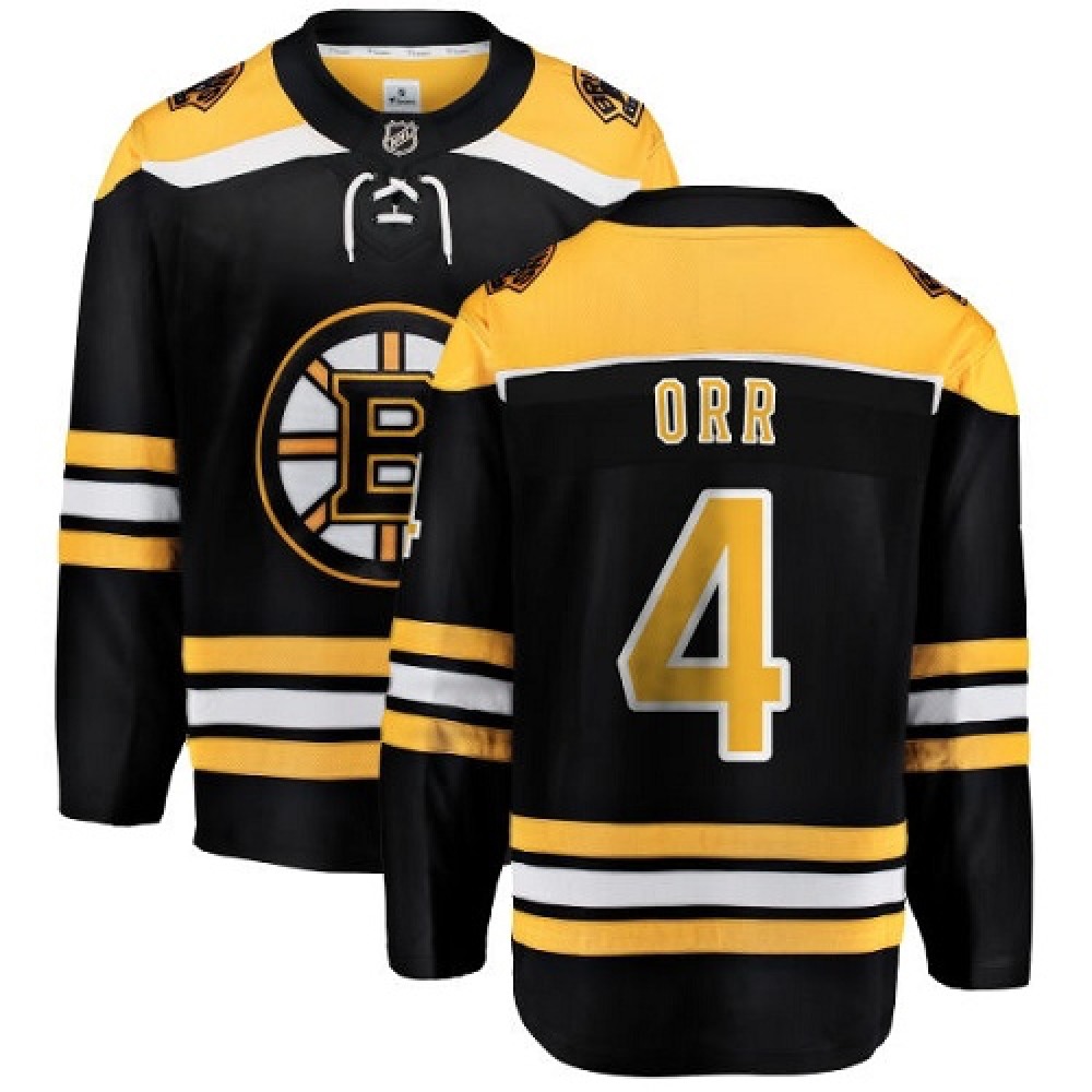 Men's Boston Bruins #4 Bobby Orr Black Throwback CCM Stitched NHL Jersey